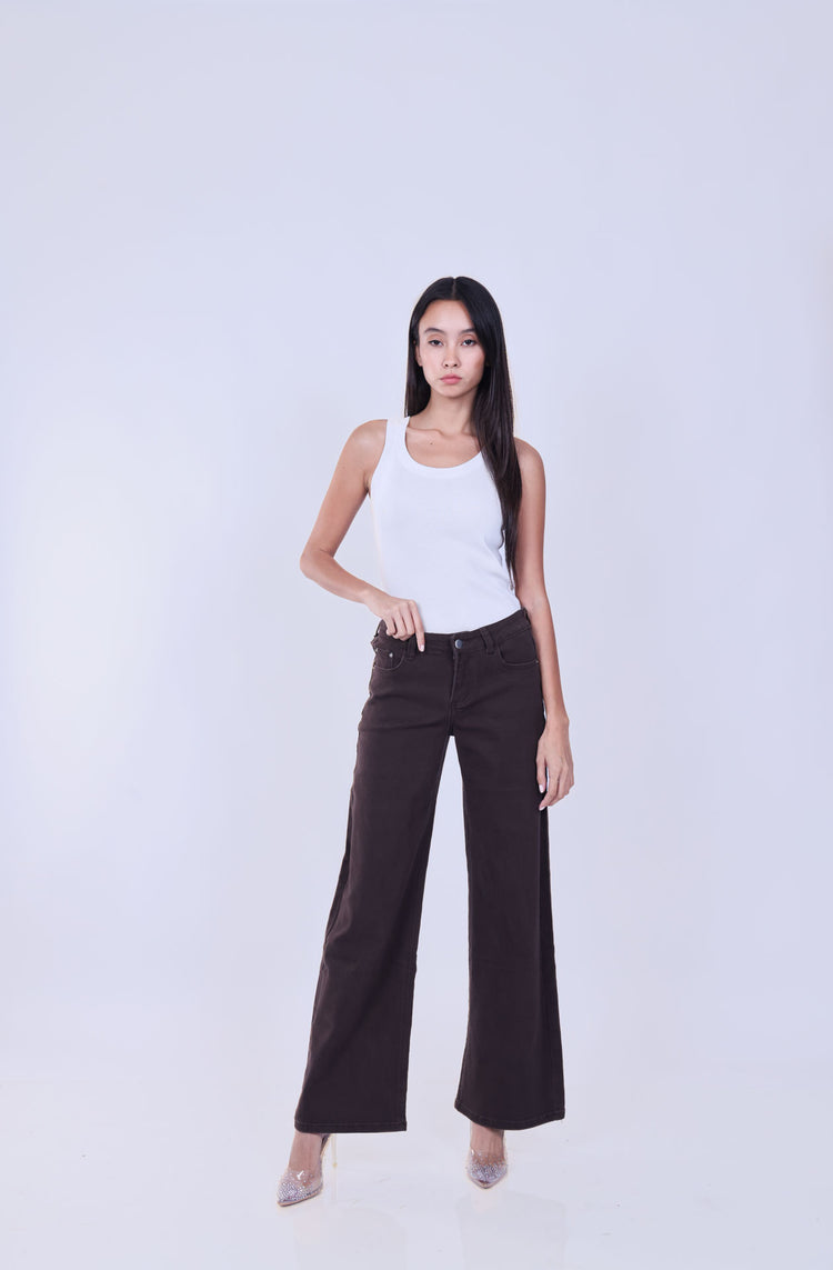BROWN WIDE LEG JEANS