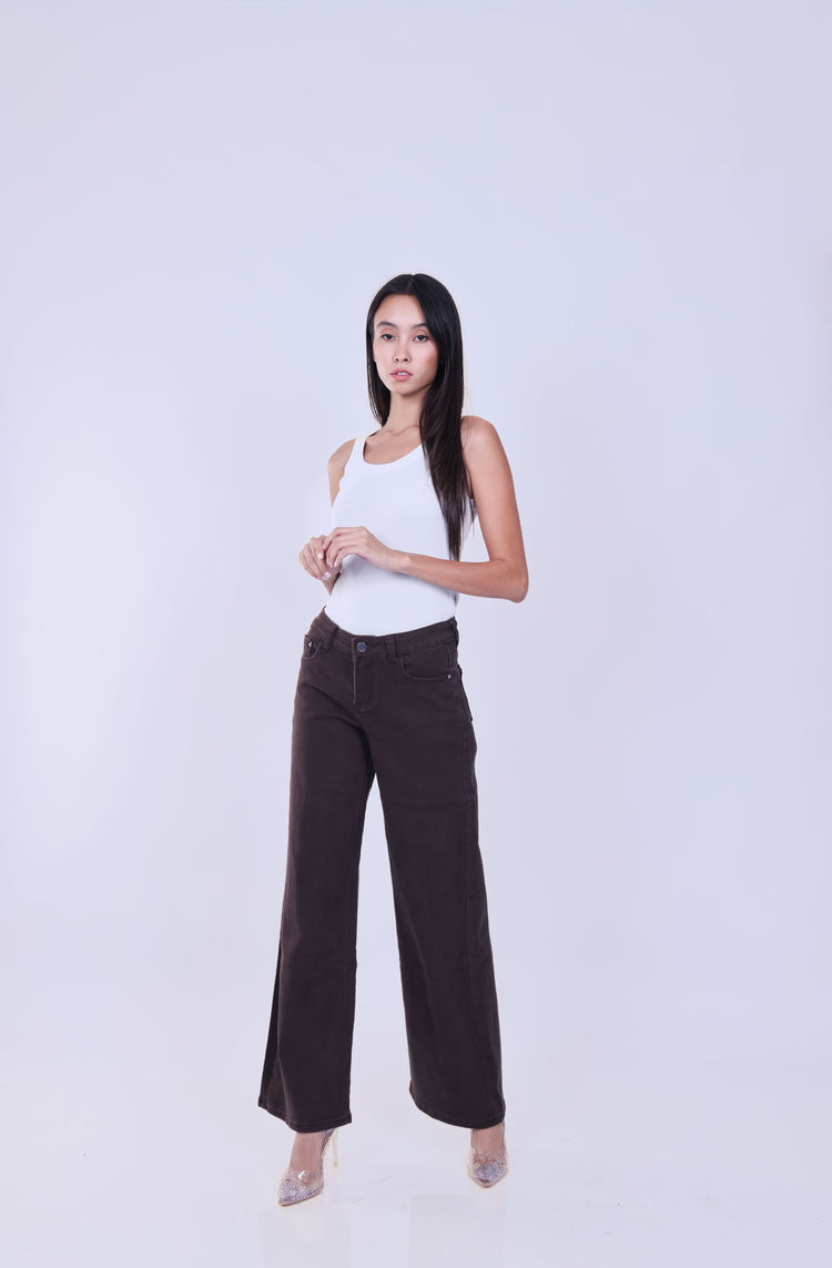 BROWN WIDE LEG JEANS