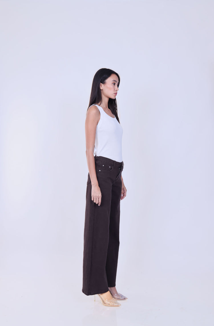 BROWN WIDE LEG JEANS