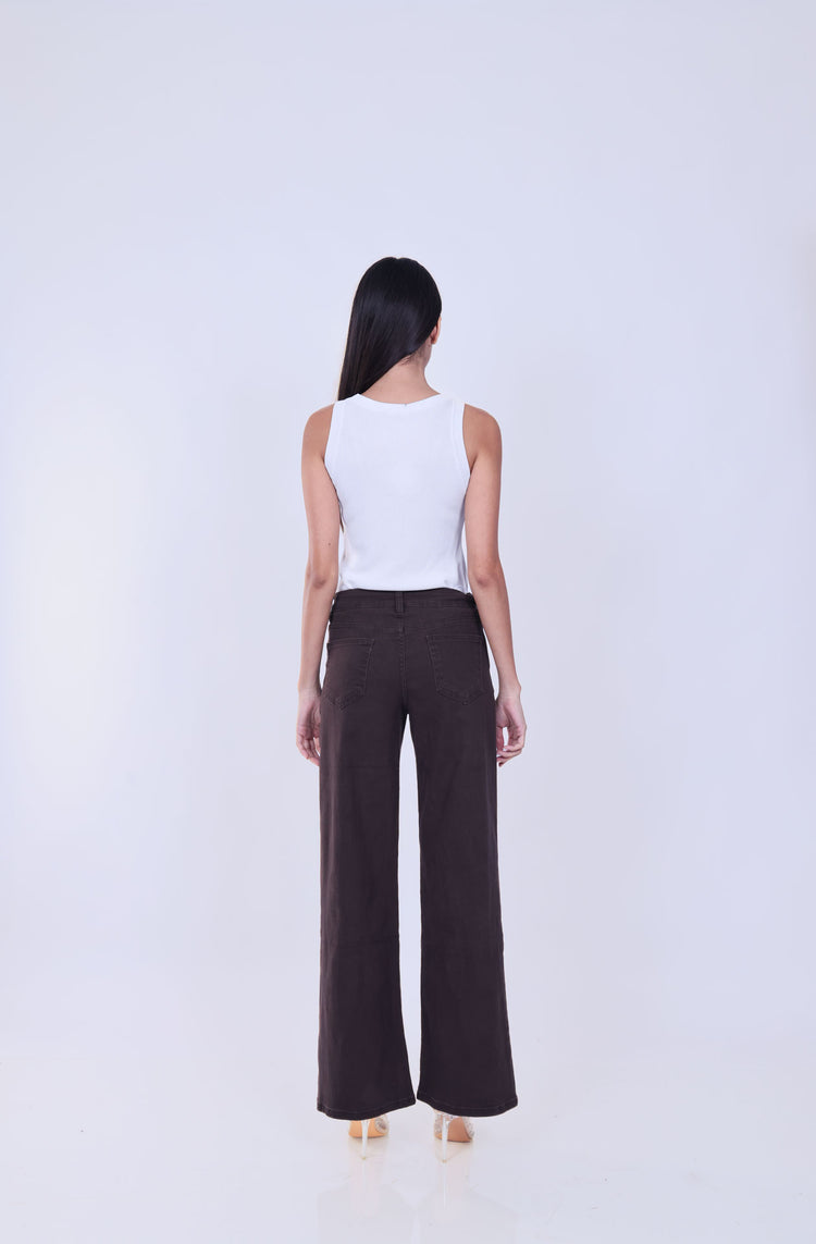 BROWN WIDE LEG JEANS