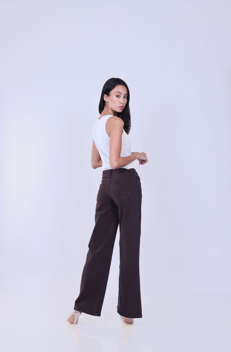 BROWN WIDE LEG JEANS