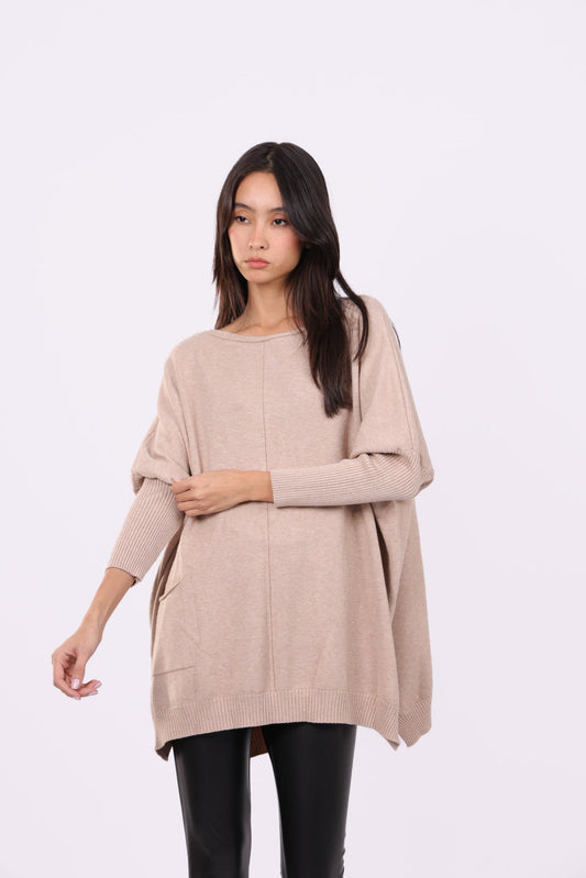 ASYMMETRICAL RELAXED KNIT WITH SIDE POCKET