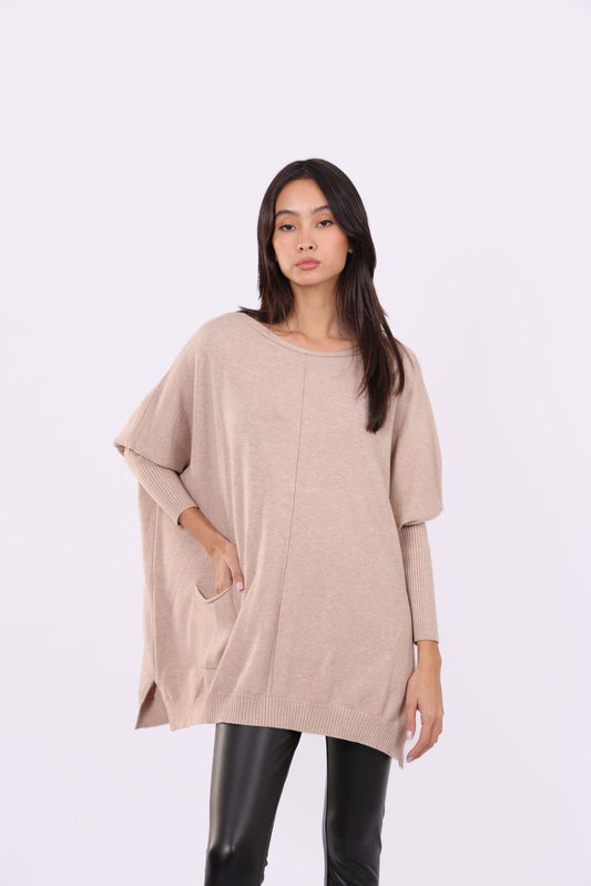 ASYMMETRICAL RELAXED KNIT WITH SIDE POCKET