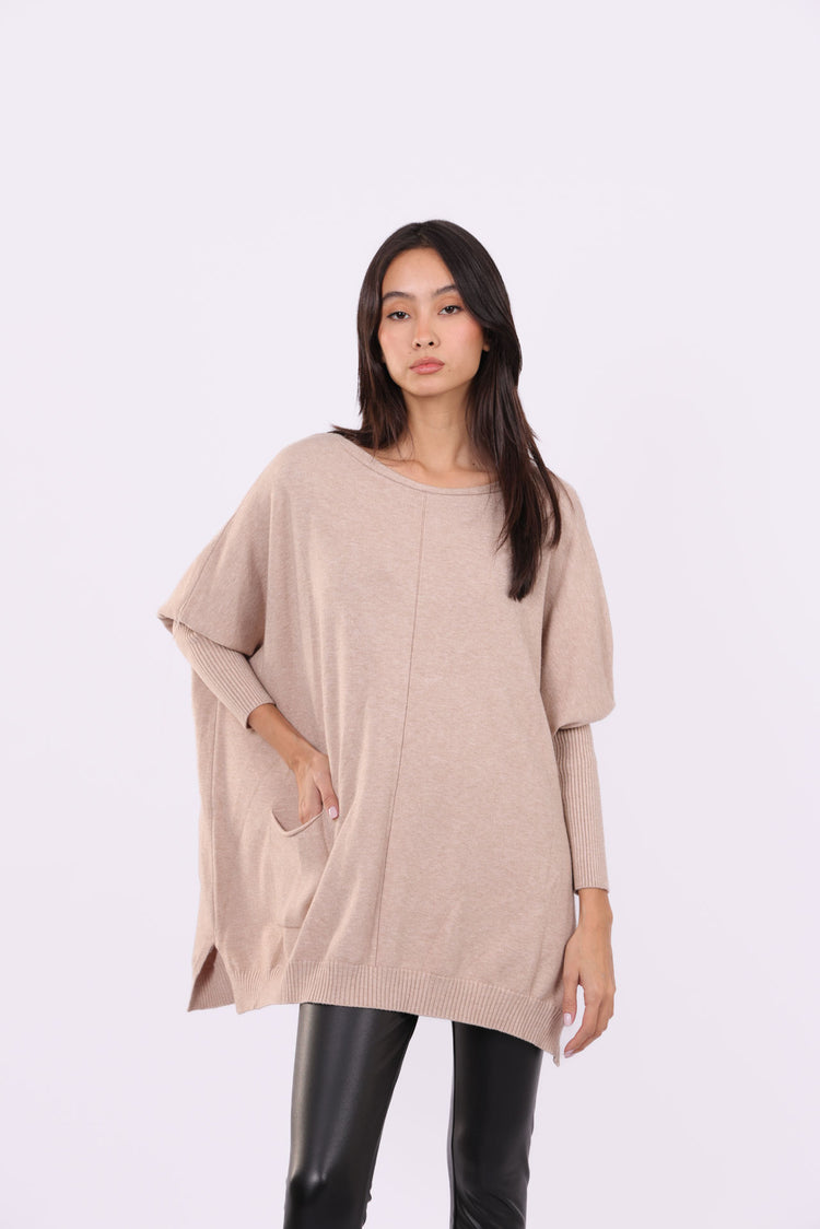 ASYMMETRICAL RELAXED KNIT WITH SIDE POCKET