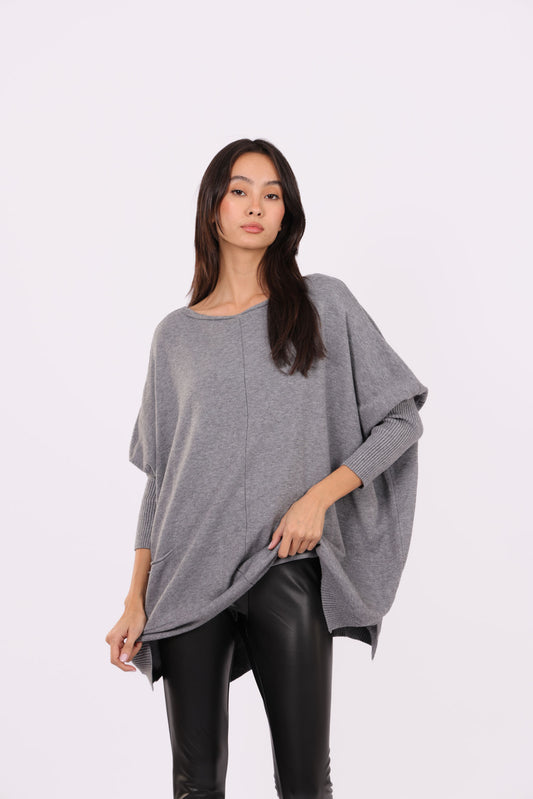 ASYMMETRICAL RELAXED KNIT WITH SIDE POCKET