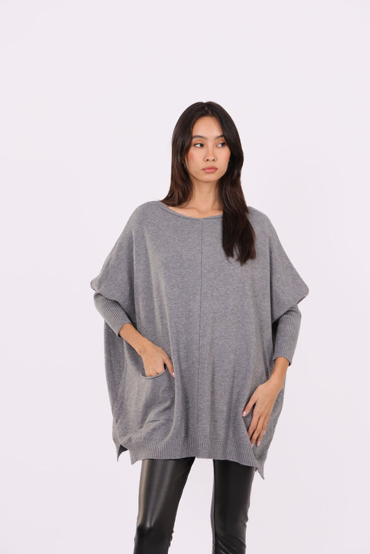 ASYMMETRICAL RELAXED KNIT WITH SIDE POCKET