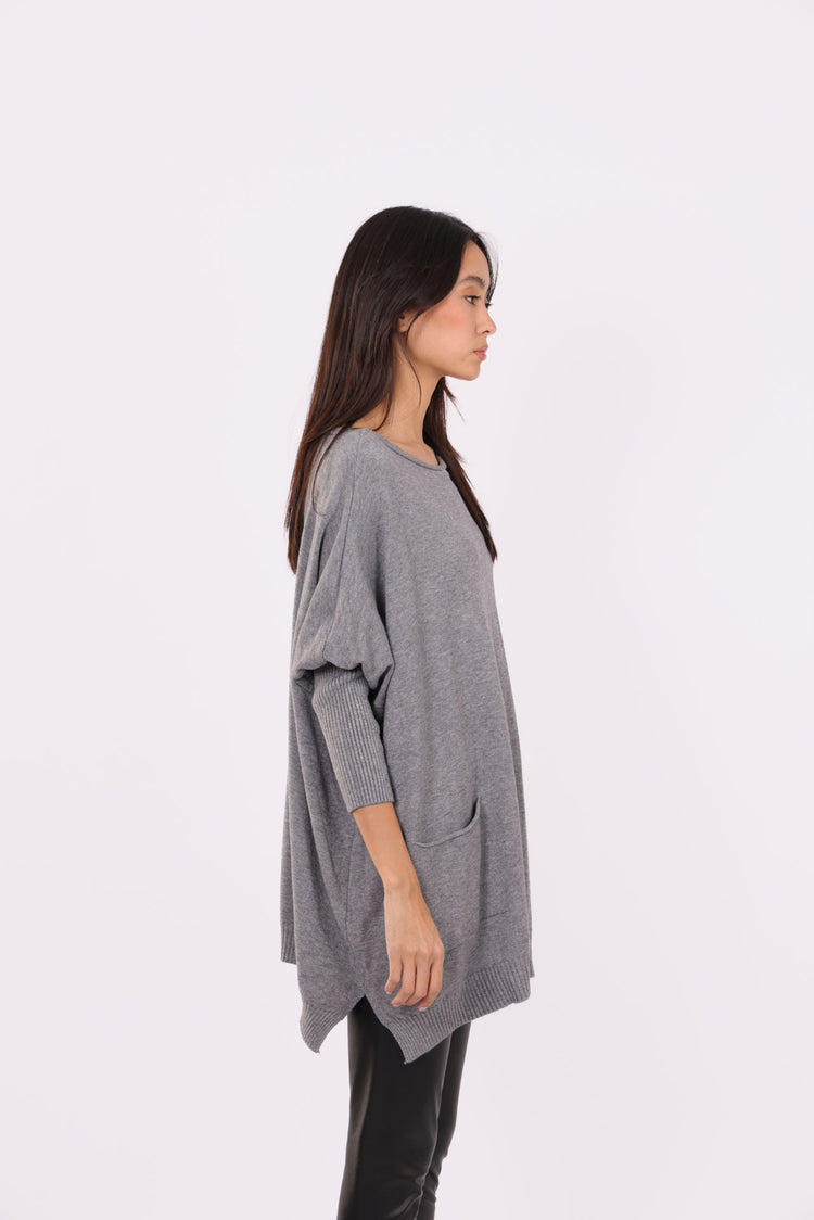 ASYMMETRICAL RELAXED KNIT WITH SIDE POCKET