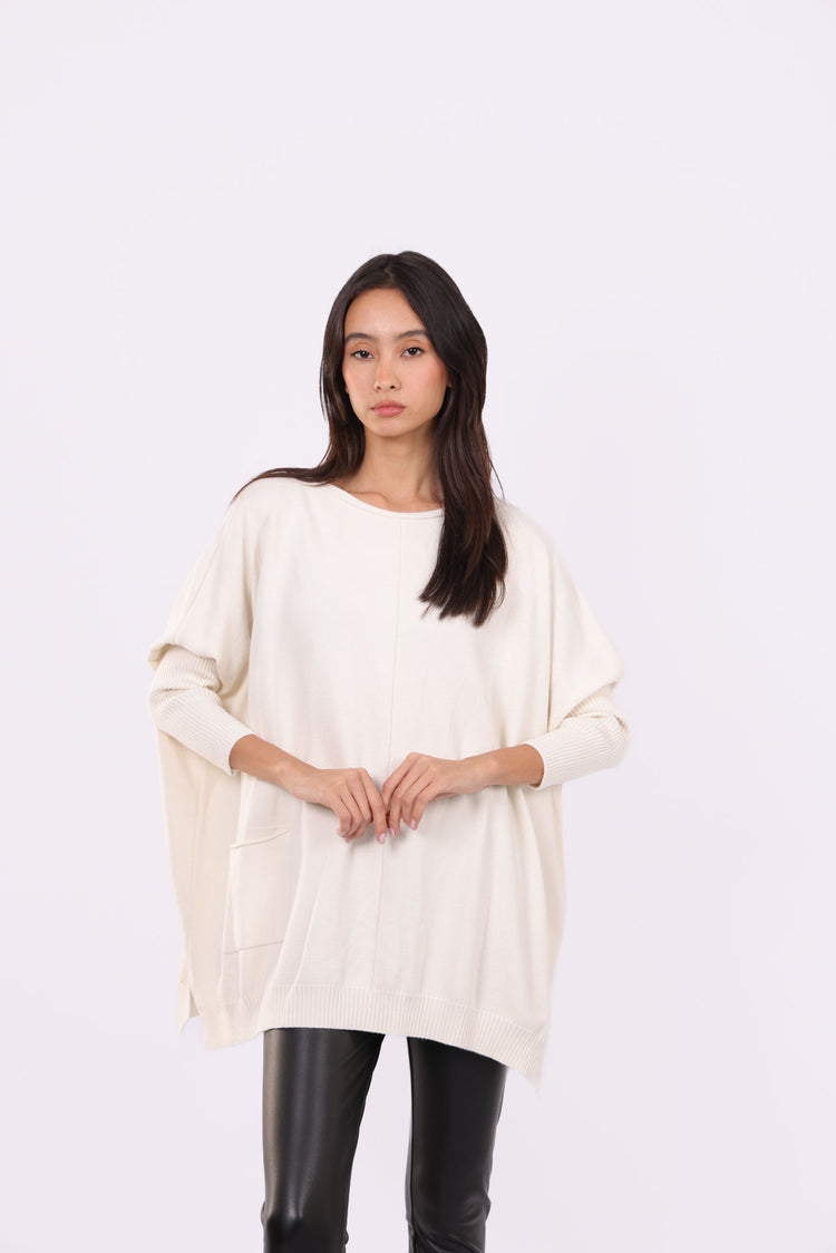 ASYMMETRICAL RELAXED KNIT WITH SIDE POCKET