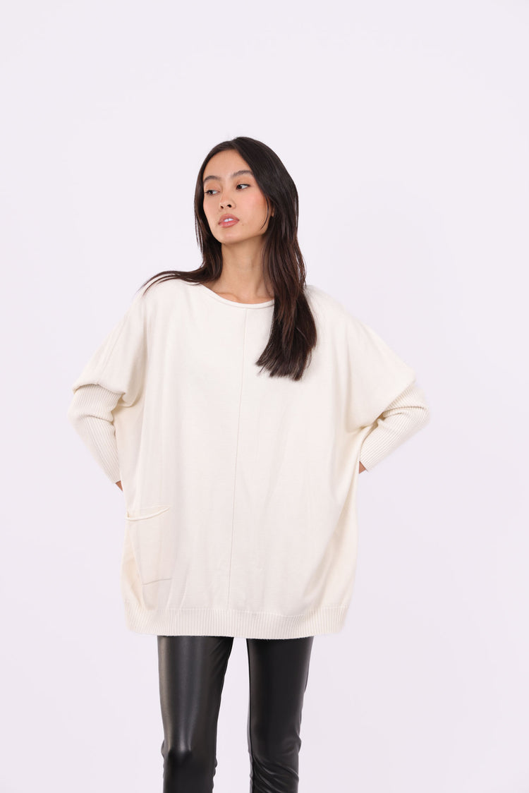 ASYMMETRICAL RELAXED KNIT WITH SIDE POCKET