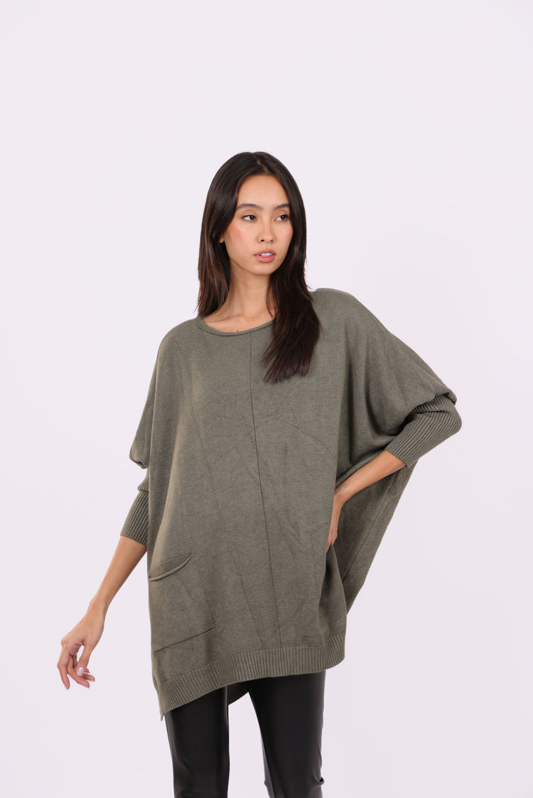 ASYMMETRICAL RELAXED KNIT WITH SIDE POCKET