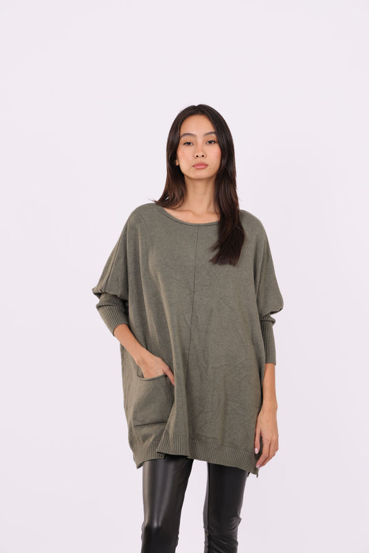 ASYMMETRICAL RELAXED KNIT WITH SIDE POCKET