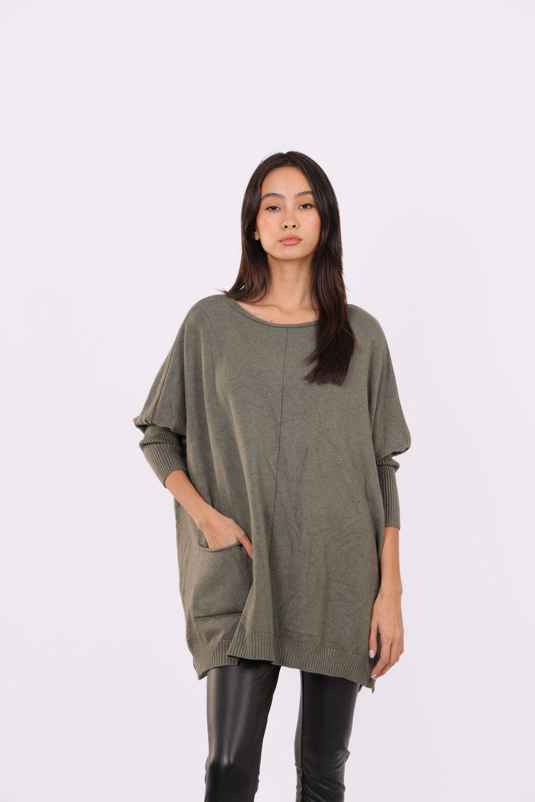 ASYMMETRICAL RELAXED KNIT WITH SIDE POCKET