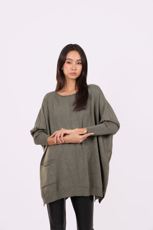 ASYMMETRICAL RELAXED KNIT WITH SIDE POCKET