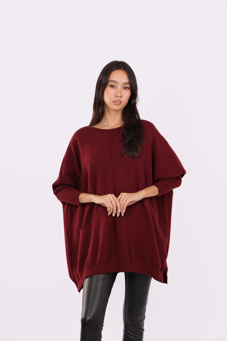 ASYMMETRICAL RELAXED KNIT WITH SIDE POCKET
