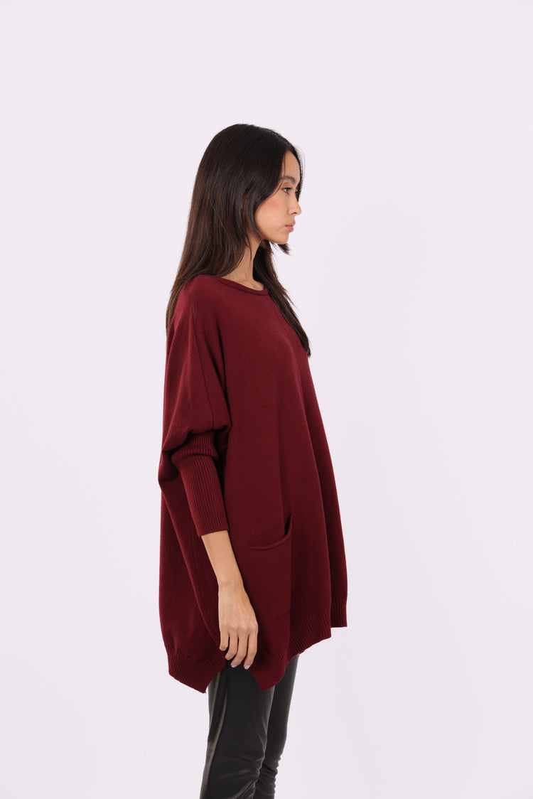 ASYMMETRICAL RELAXED KNIT WITH SIDE POCKET