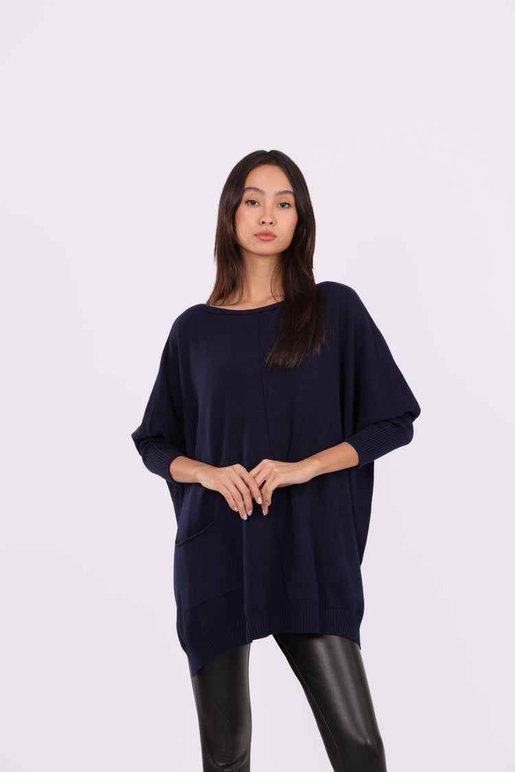 ASYMMETRICAL RELAXED KNIT WITH SIDE POCKET