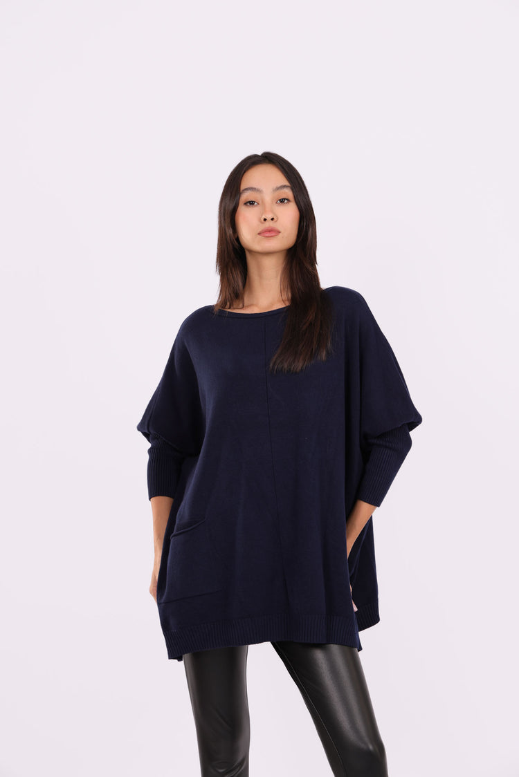 ASYMMETRICAL RELAXED KNIT WITH SIDE POCKET
