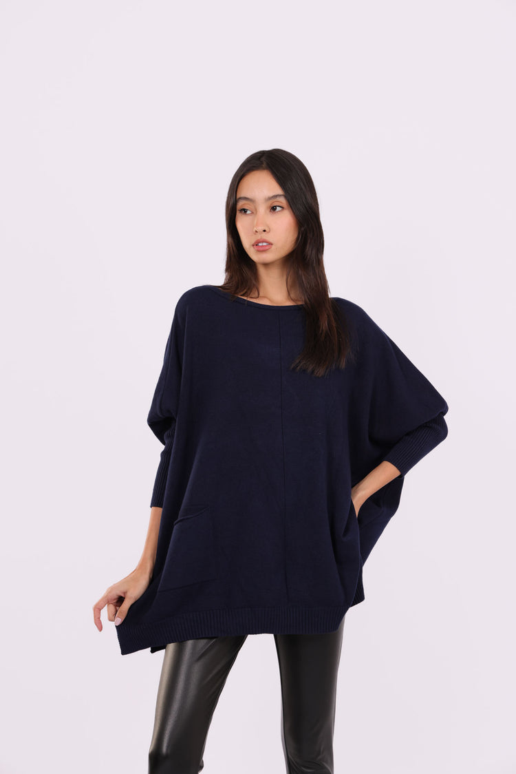 ASYMMETRICAL RELAXED KNIT WITH SIDE POCKET