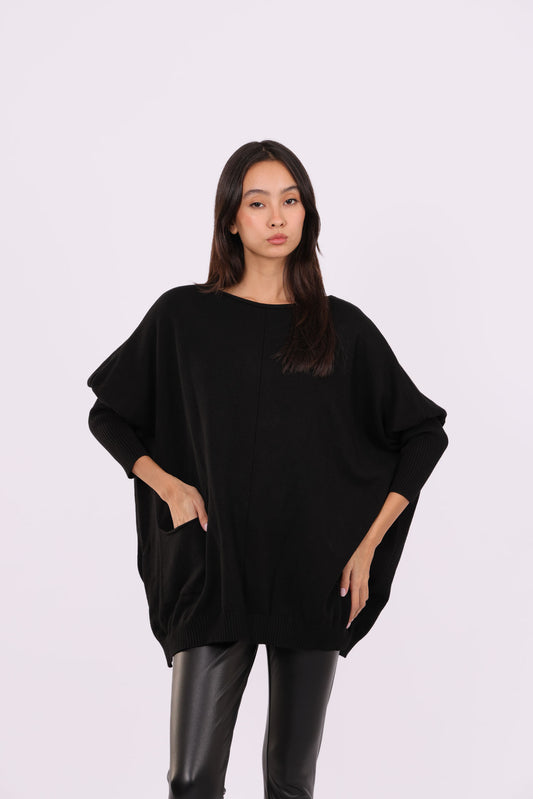 ASYMMETRICAL RELAXED KNIT WITH SIDE POCKET