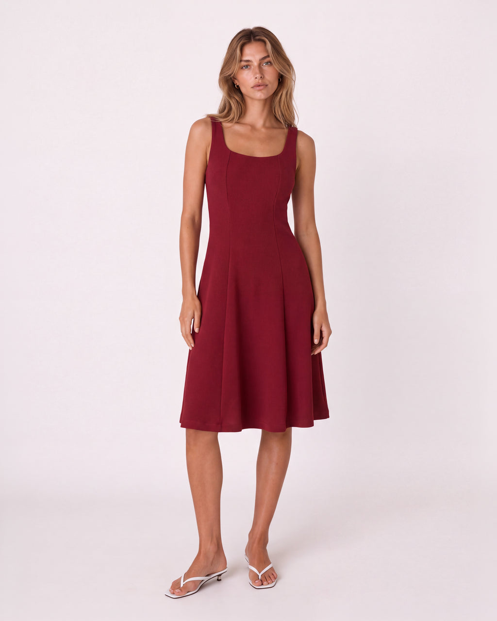 SCOOP-NECK A-LINE MIDI DRESS