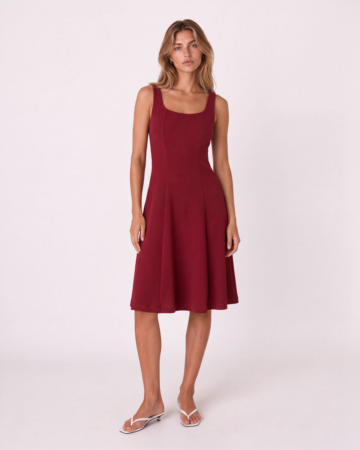 SCOOP-NECK A-LINE MIDI DRESS