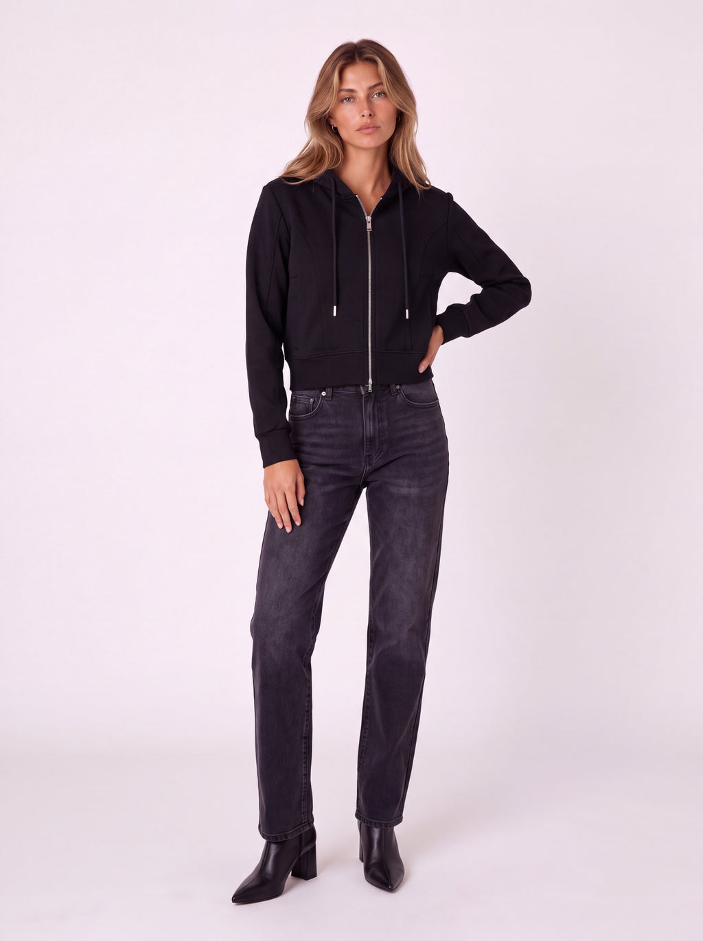 CROPPED ZIP UP HOODIE