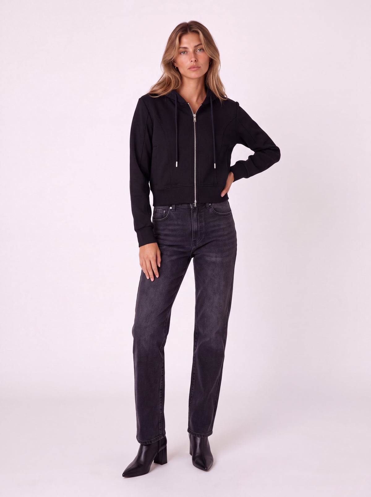 CROPPED ZIP UP HOODIE