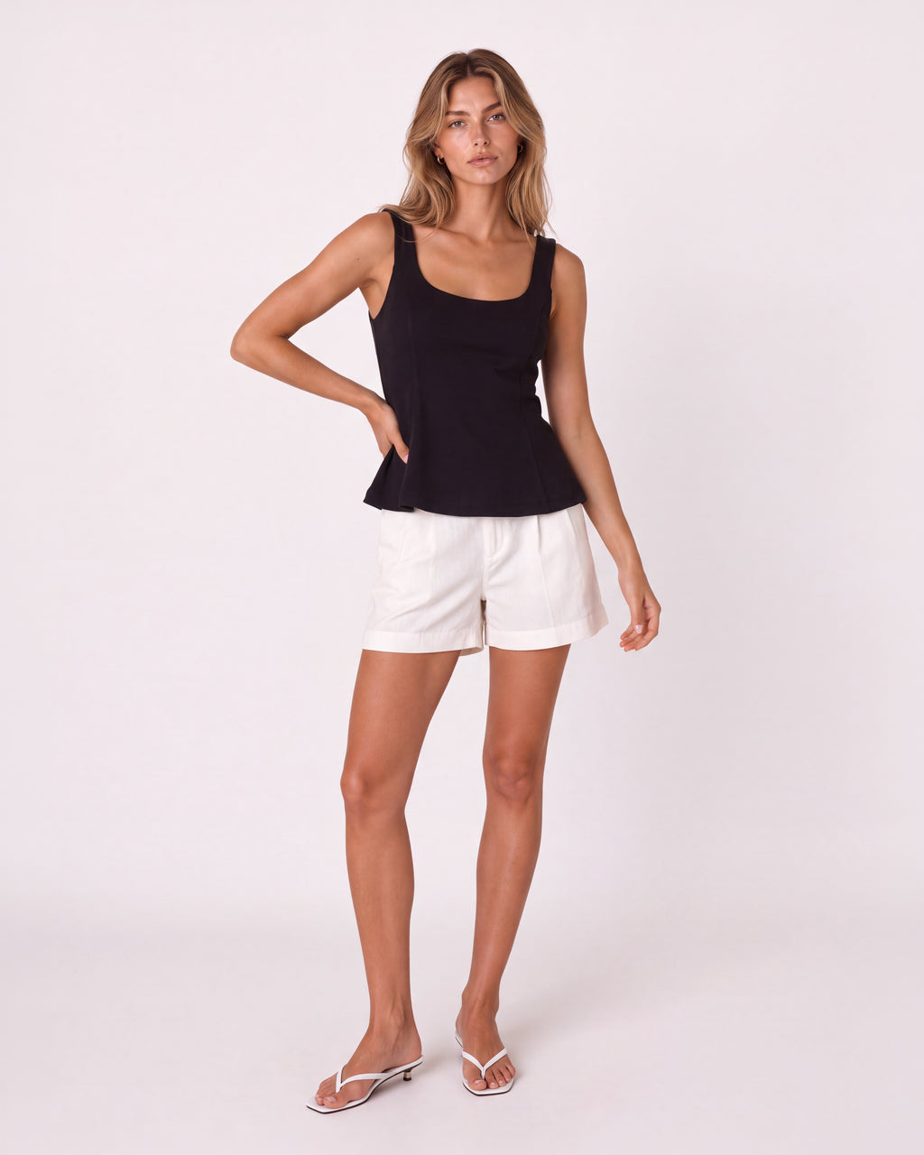 SCOOP-NECK PEPLUM TOP