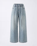 ELASTIC WAIST WIDE LEG LIGHT JEANS