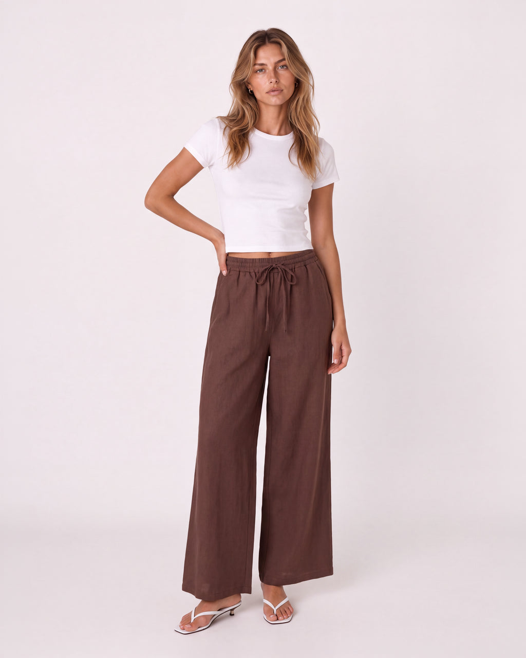 WIDE-LEG LINEN PANTS