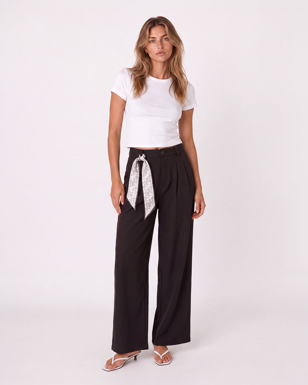 WIDE-LEG TROUSERS WITH SCARF DETAIL