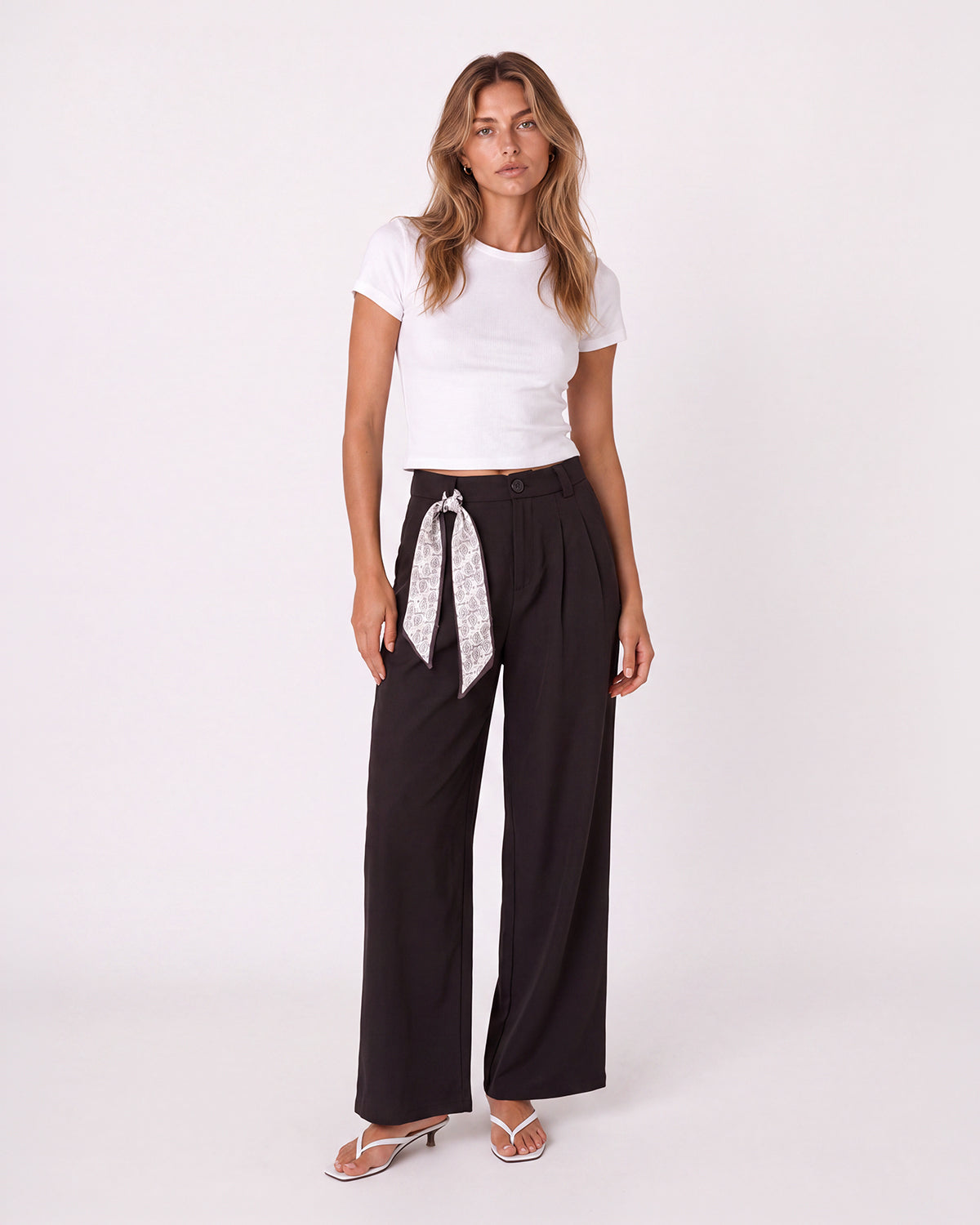 WIDE-LEG TROUSERS WITH SCARF DETAIL