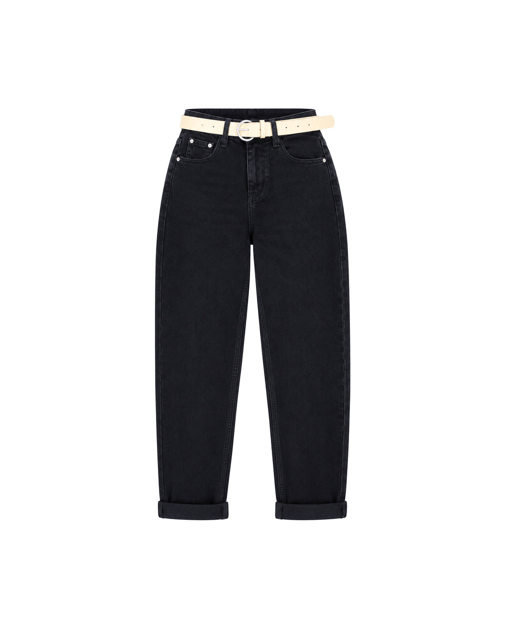 CUFFED MOM JEANS WITH BELT