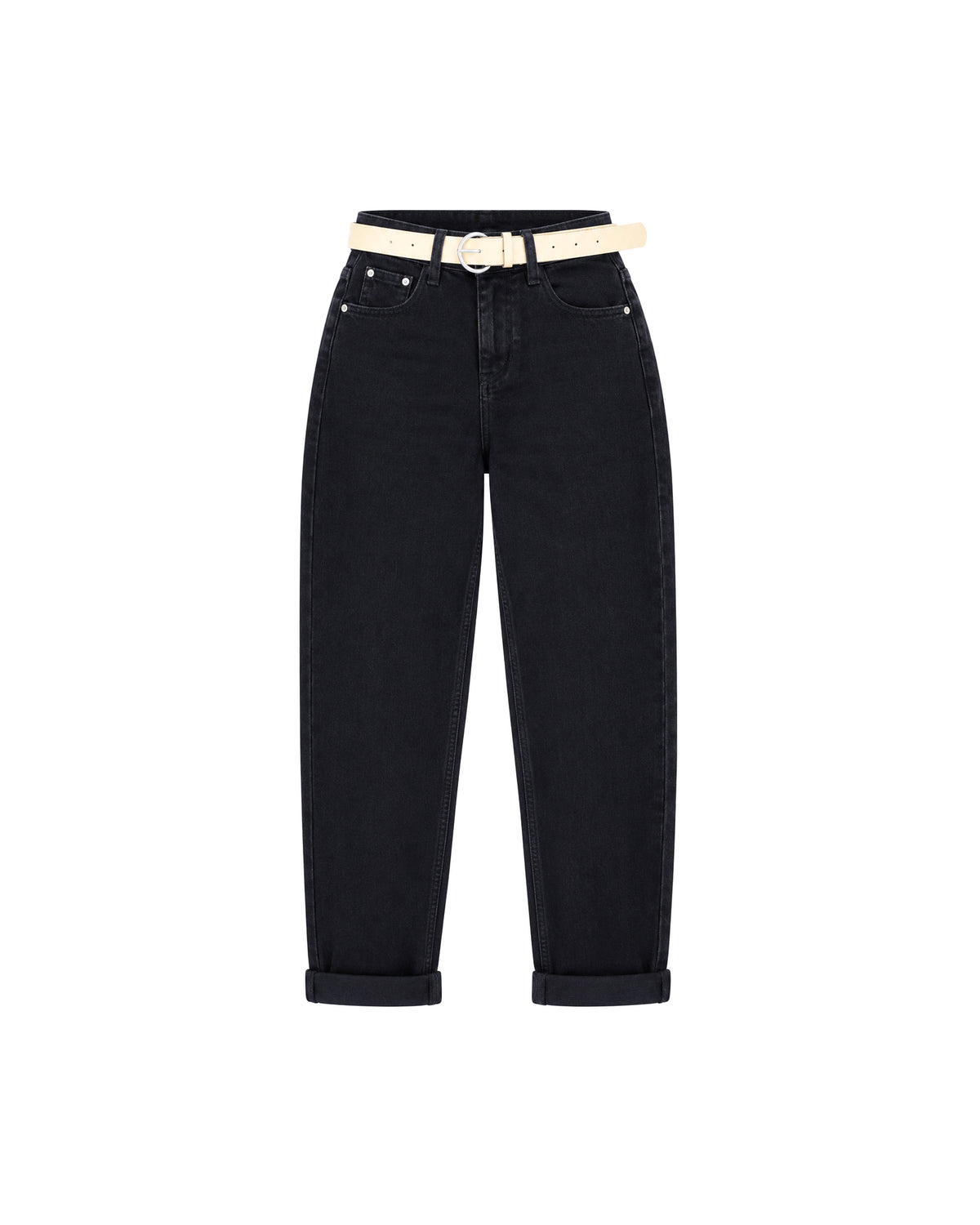 CUFFED MOM JEANS WITH BELT