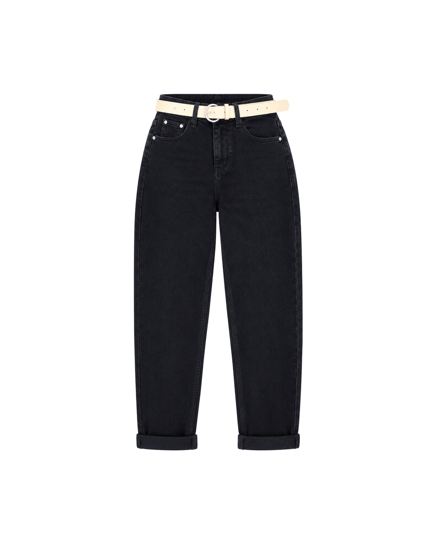 CUFFED MOM JEANS WITH BELT