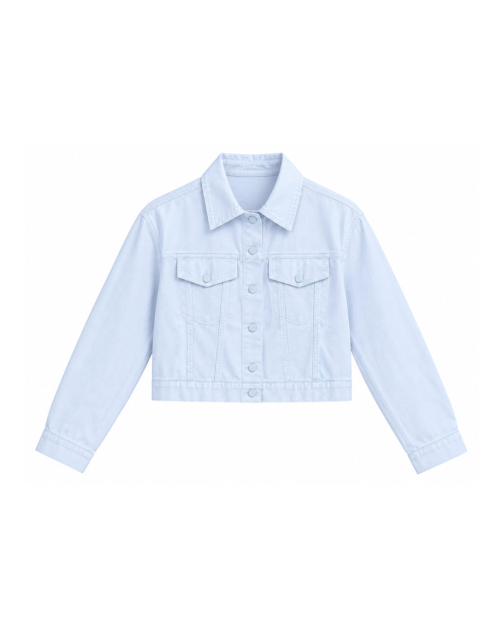 CROPPED BUTTON-FRONT DENIM JACKET