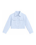 CROPPED BUTTON-FRONT DENIM JACKET