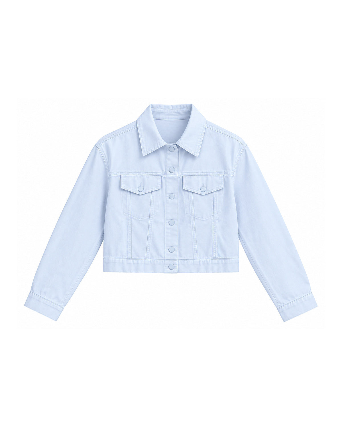CROPPED BUTTON-FRONT DENIM JACKET