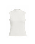 SLEEVELESS RIBBED KNIT MOCK NECK TOP