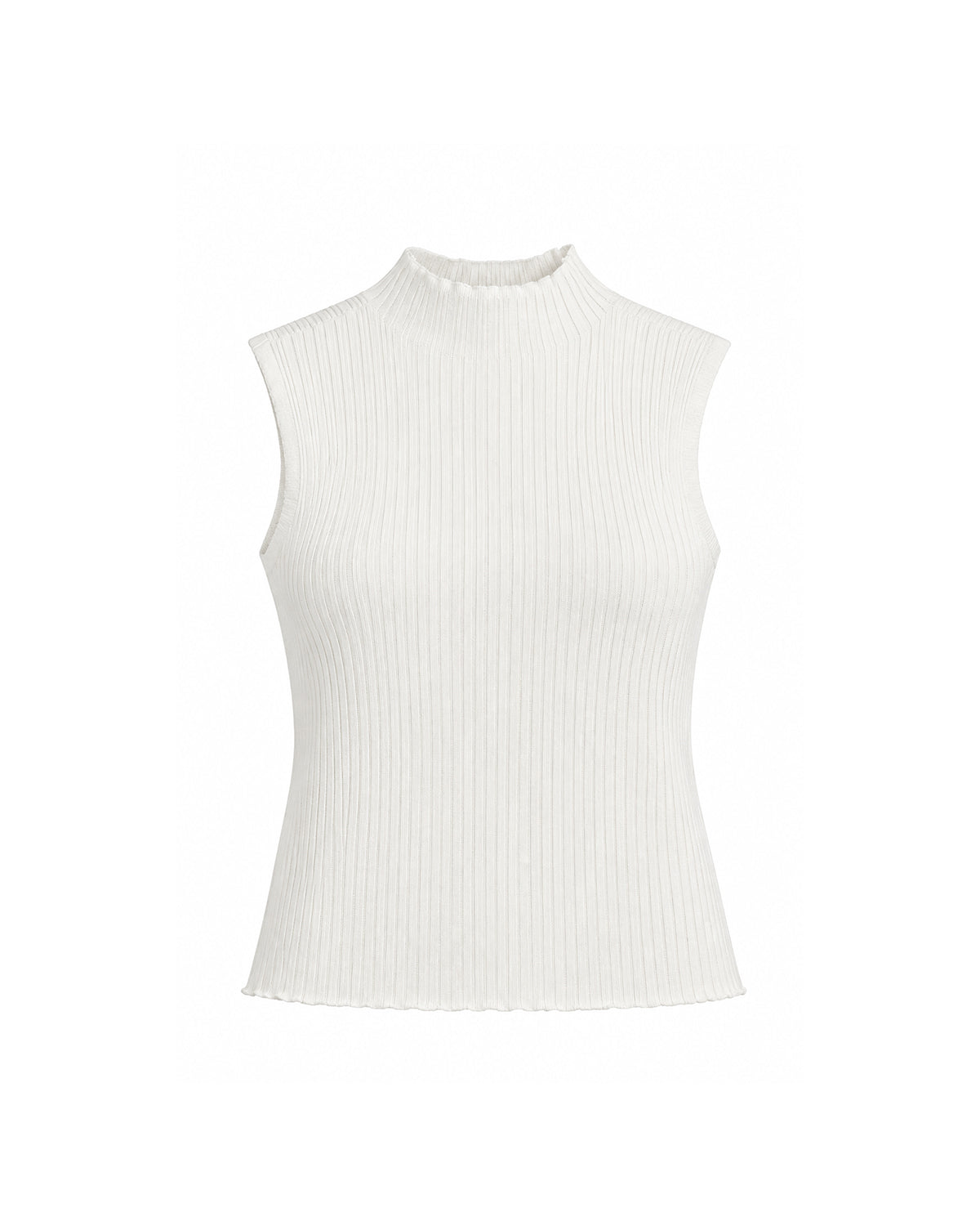 SLEEVELESS RIBBED KNIT MOCK NECK TOP