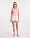 RIBBED BUTTON FRONT TOP