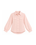 POLKA DOT BUTTON-FRONT LONG SLEEVE SHIRT