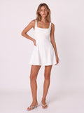 SCULPTED FLARE MINI DRESS