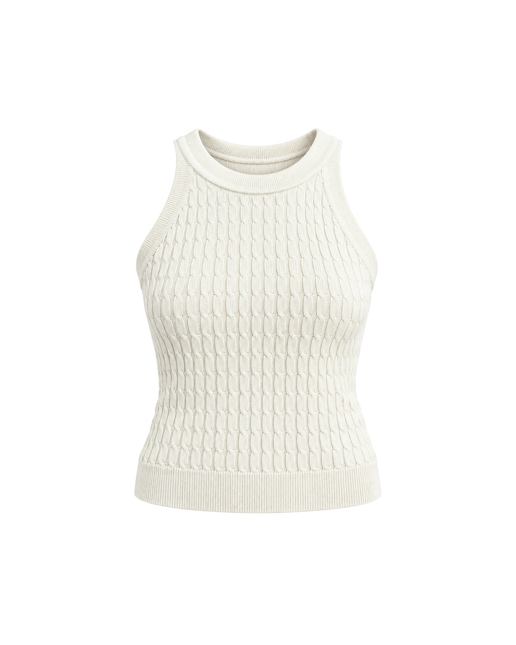CABLE-KNIT HIGH-NECK TANK TOP