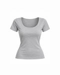 SCOOP-NECK SHORT-SLEEVE TOP