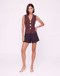 LAPEL NECK GOLD BUTTON KNIT VEST