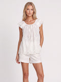 LACE TRIM RUFFLE BLOUSE