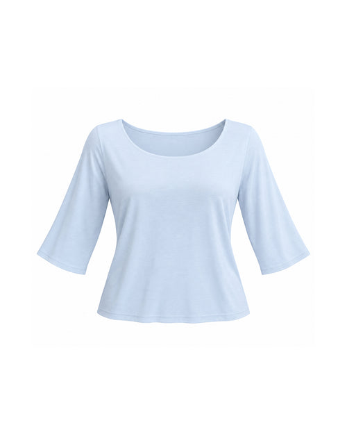 BOAT NECK THREE-QUARTER SLEEVE TOP