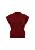 MOCK-NECK CAP-SLEEVE KNIT TOP