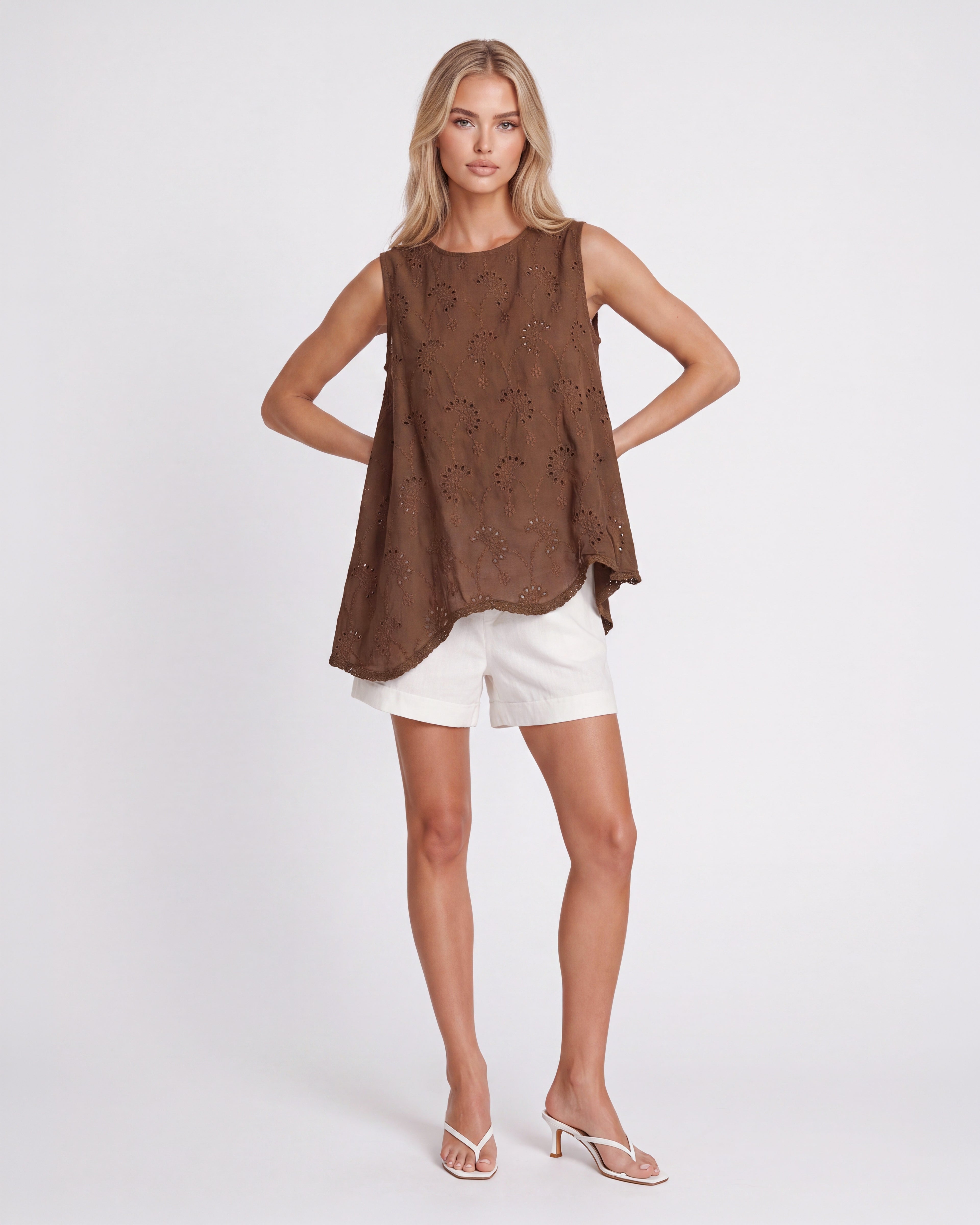 BRODERIE ASYMMETRIC TOP